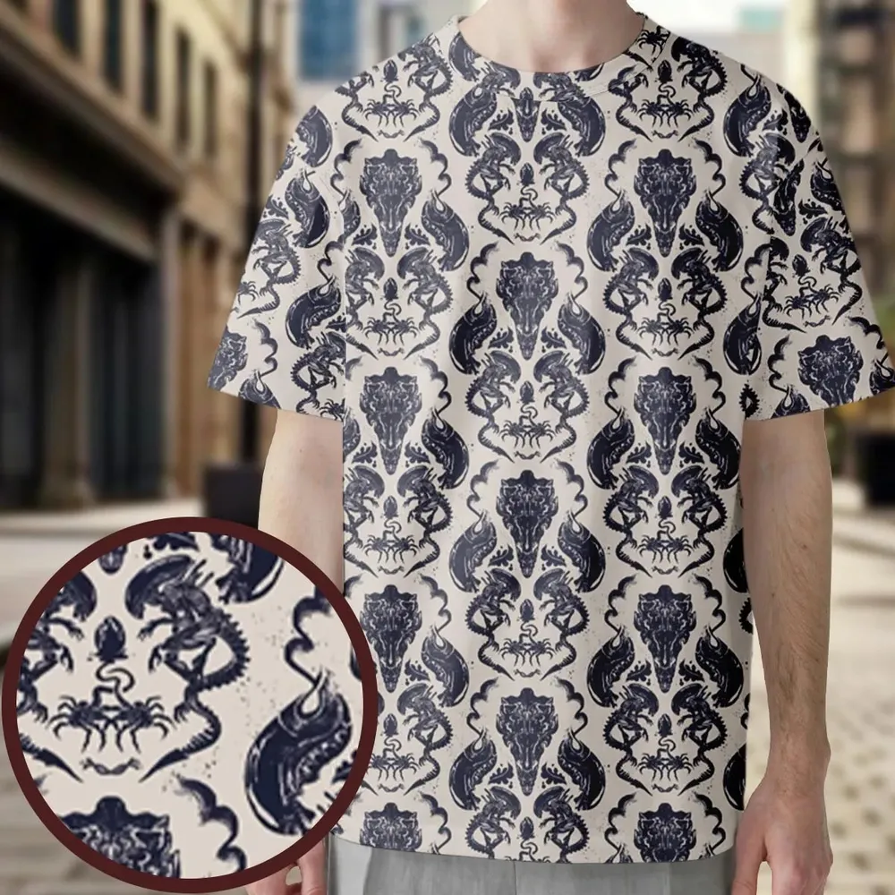 Alien Xenomorph Pattern All-Over Print Unisex T-Shirt - 4