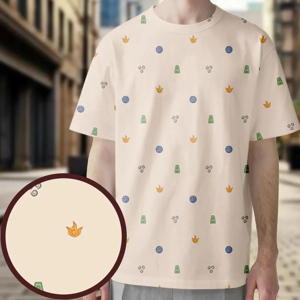 Avatar The Last Airbender Four Elements Pattern All-Over Print Unisex T-Shirt - 3
