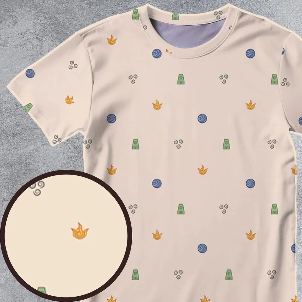 Avatar The Last Airbender Four Elements Pattern All-Over Print Unisex T-Shirt - 4