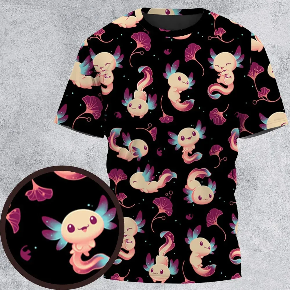 Axolotl Wonders Cute Salamanders Pattern All-Over Print Unisex T-Shirt - 2