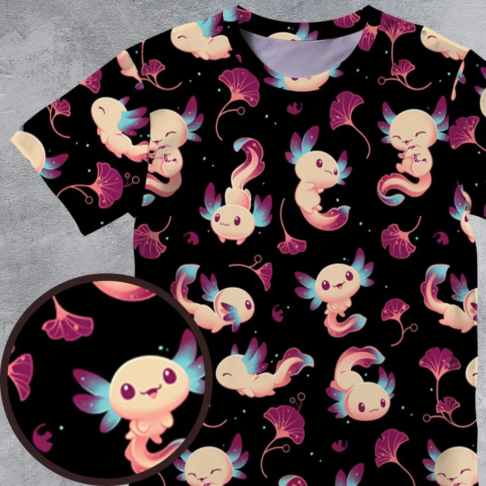 Axolotl Wonders Cute Salamanders Pattern All-Over Print Unisex T-Shirt - 4