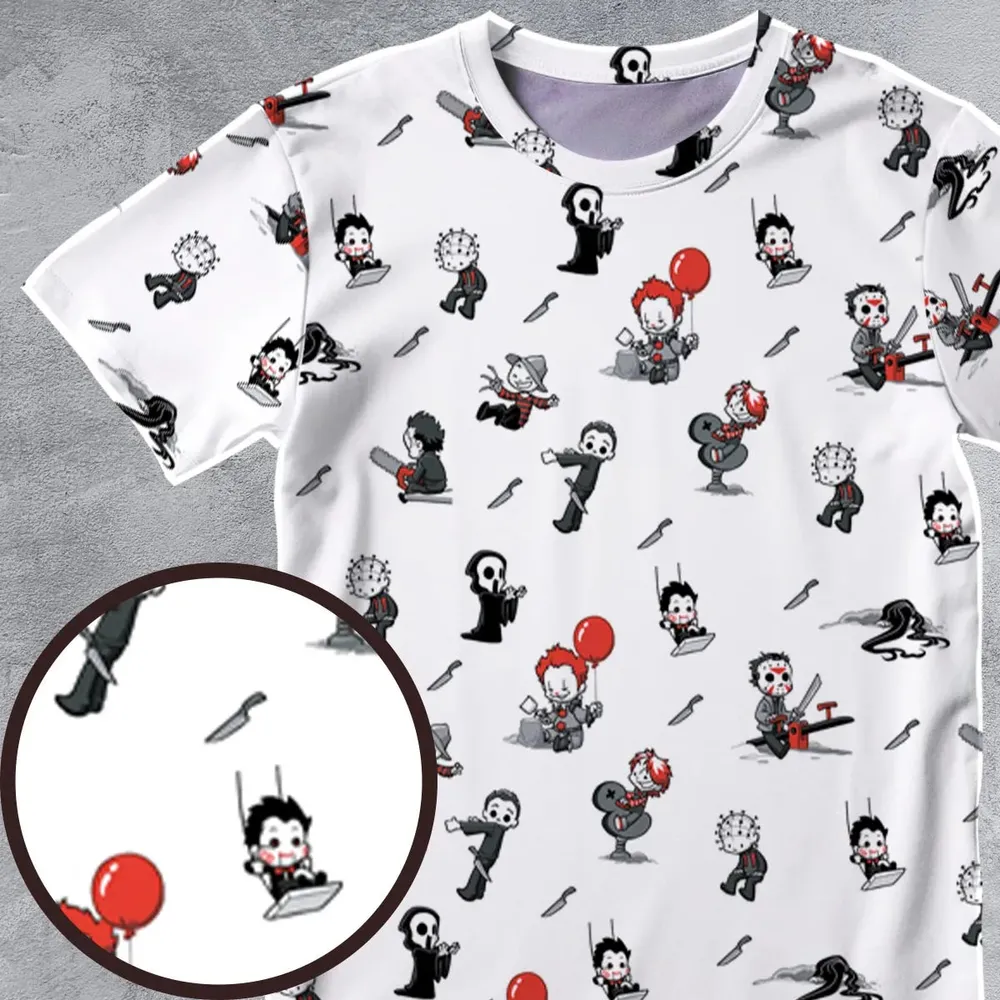 Baby Horror Characters Pattern All-Over Print Unisex T-Shirt - 4