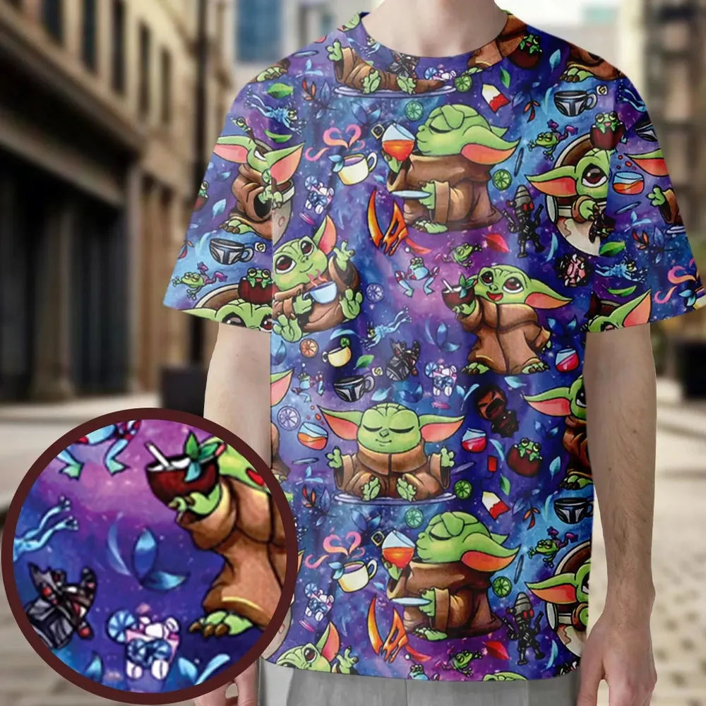 Baby Yoda In the Galaxy All-Over Print Unisex T-Shirt - 4