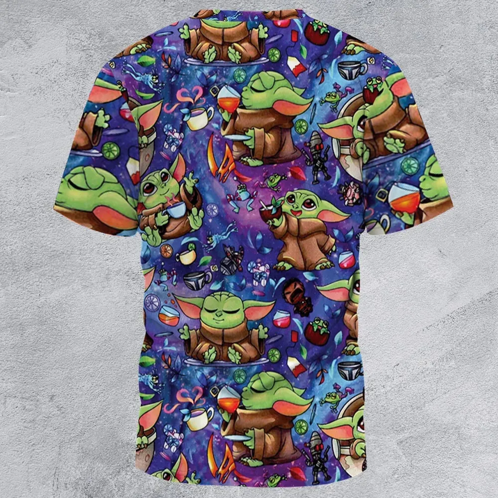 Baby Yoda In the Galaxy All-Over Print Unisex T-Shirt - 3