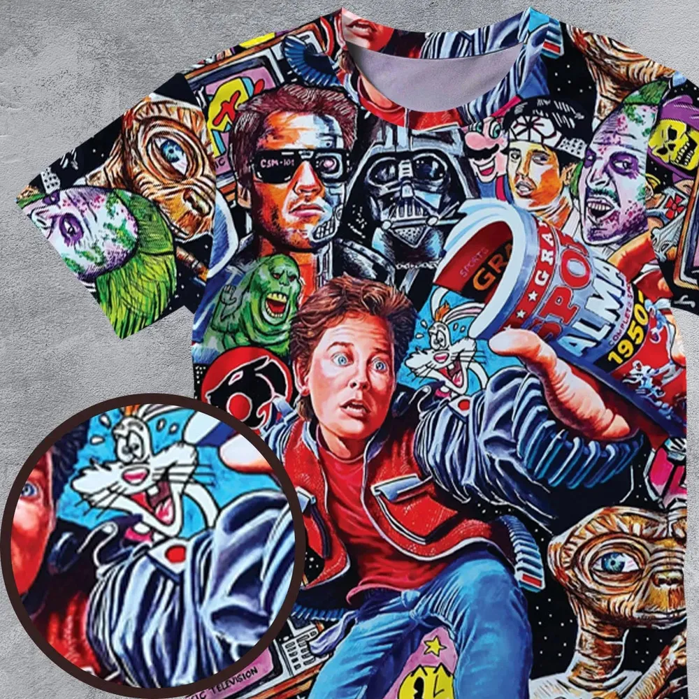 Back To The 80s Pop Culture 80s Movies Characters All-Over Print Unisex T-Shirt - 4