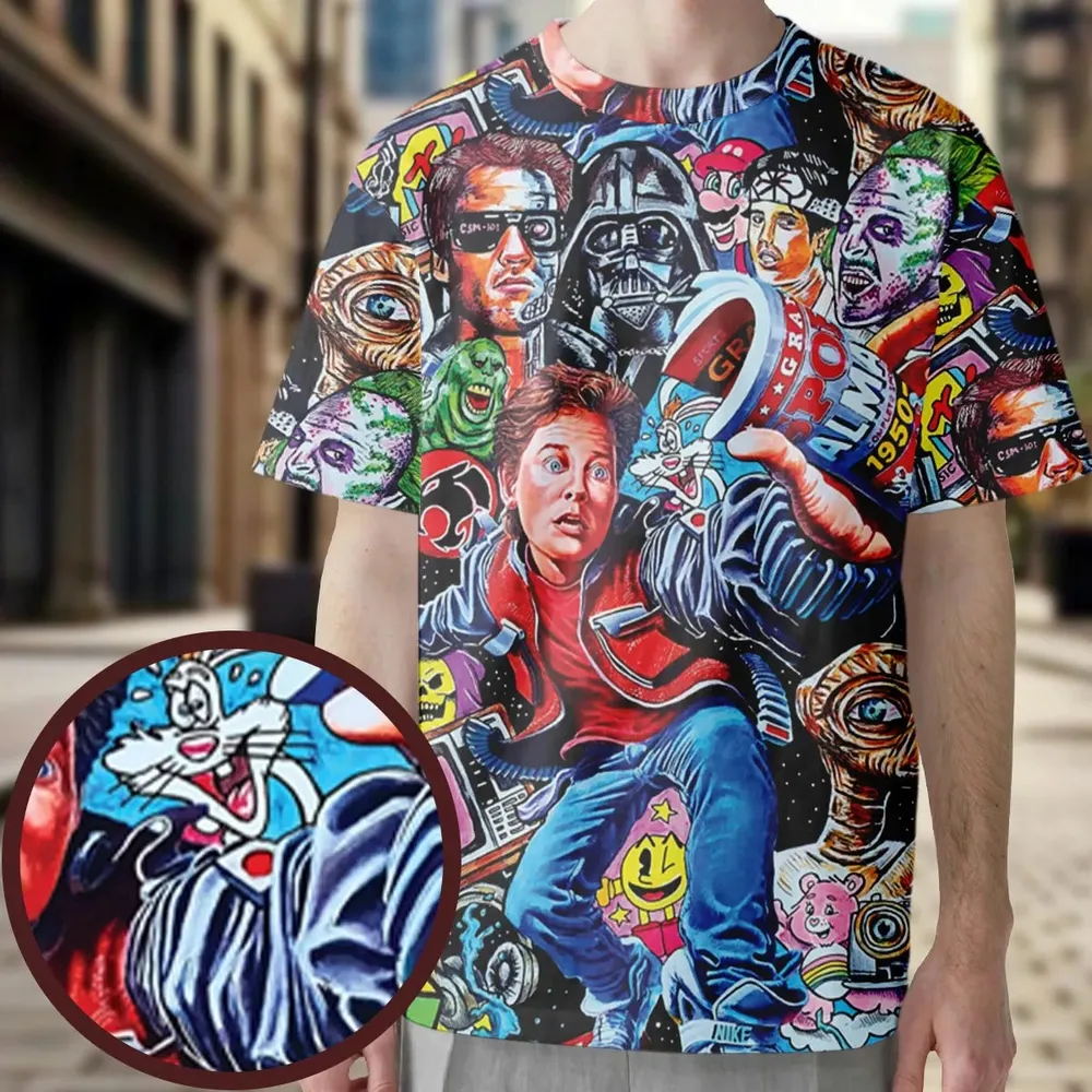 Back To The 80s Pop Culture 80s Movies Characters All-Over Print Unisex T-Shirt - 3