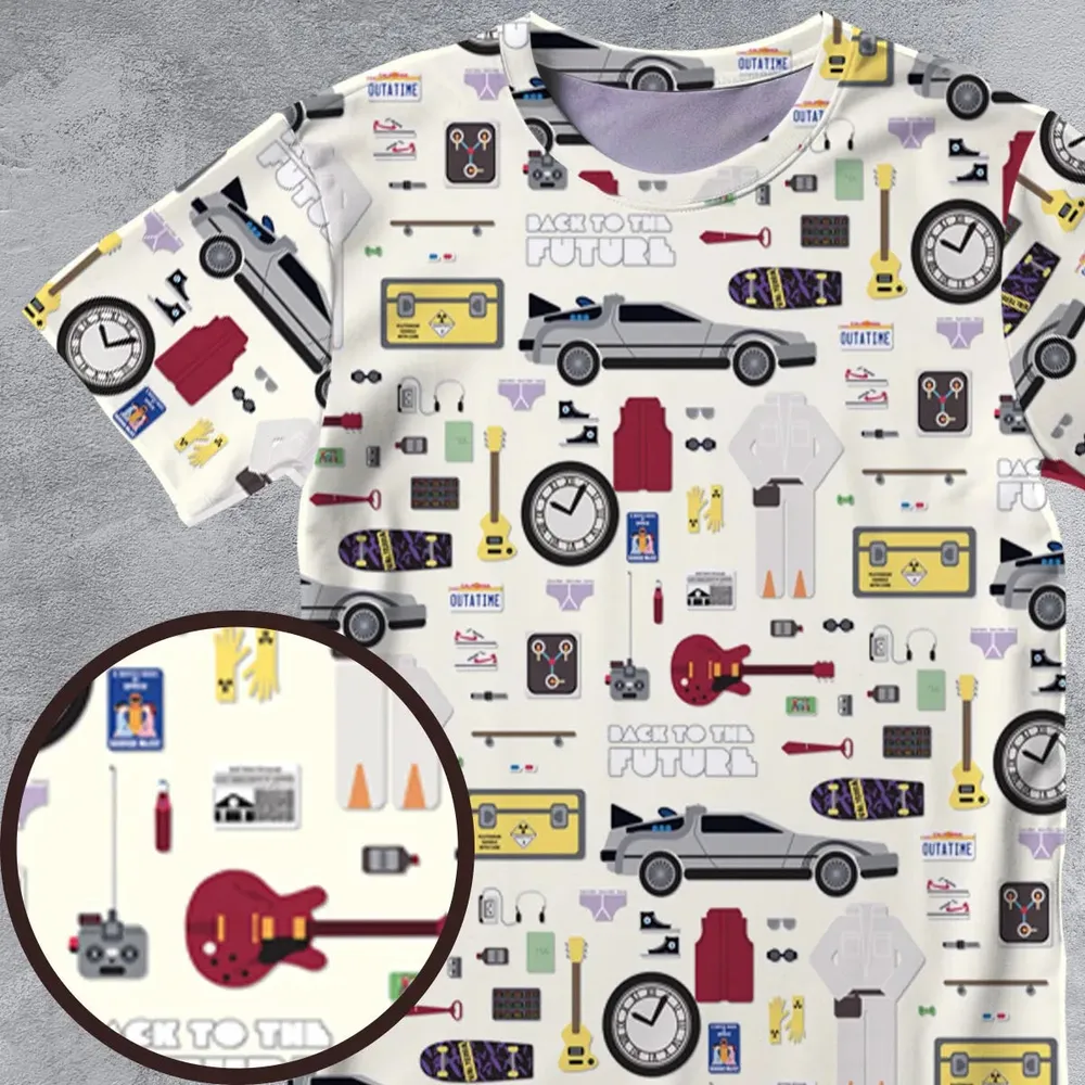 Back to the Future Pattern All-Over Print Unisex T-Shirt - 4