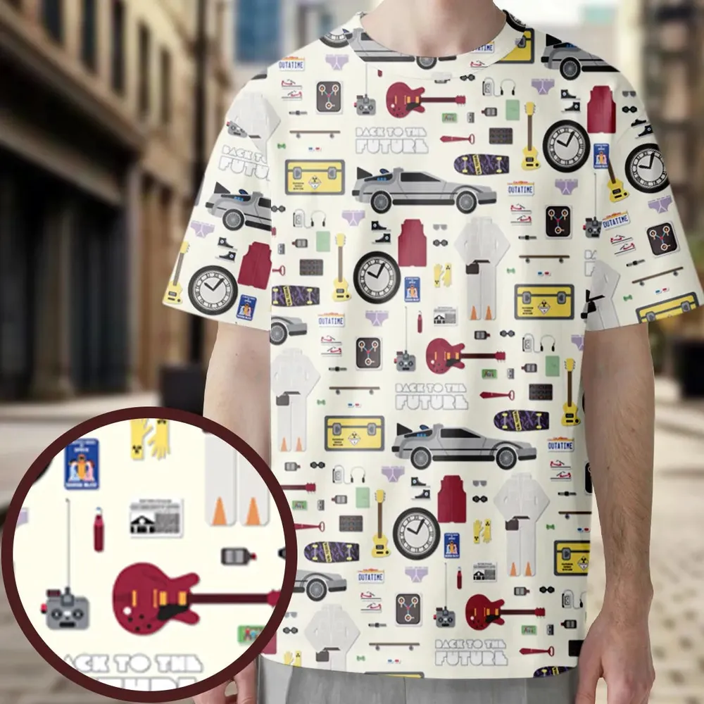 Back to the Future Pattern All-Over Print Unisex T-Shirt - 3