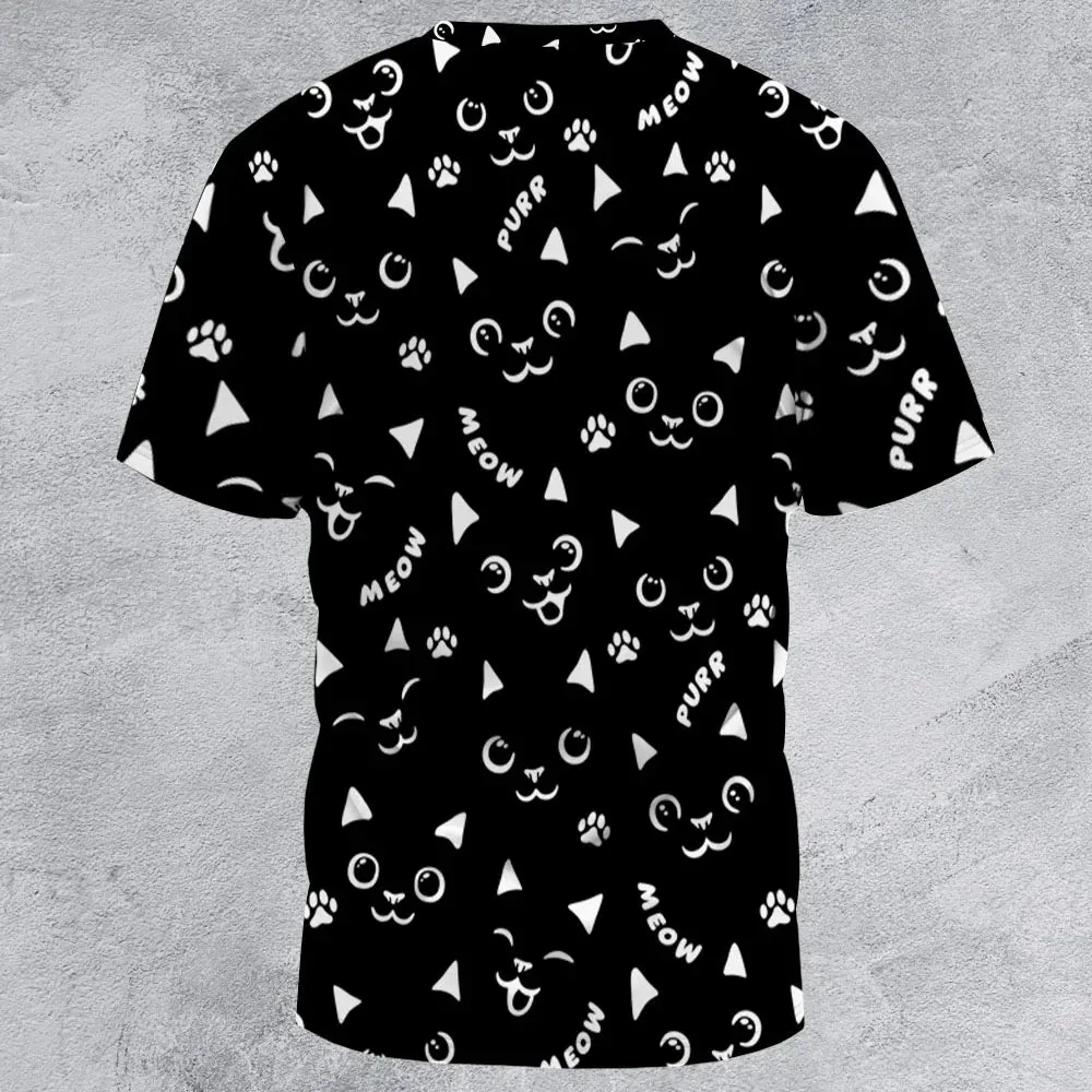 Black Cats Pattern All-Over Print Unisex T-Shirt - 2