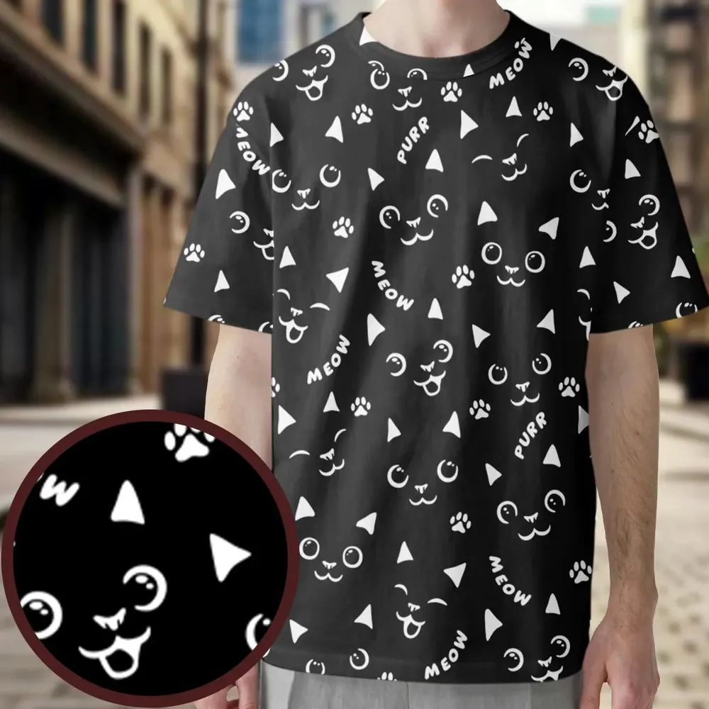 Black Cats Pattern All-Over Print Unisex T-Shirt - 3