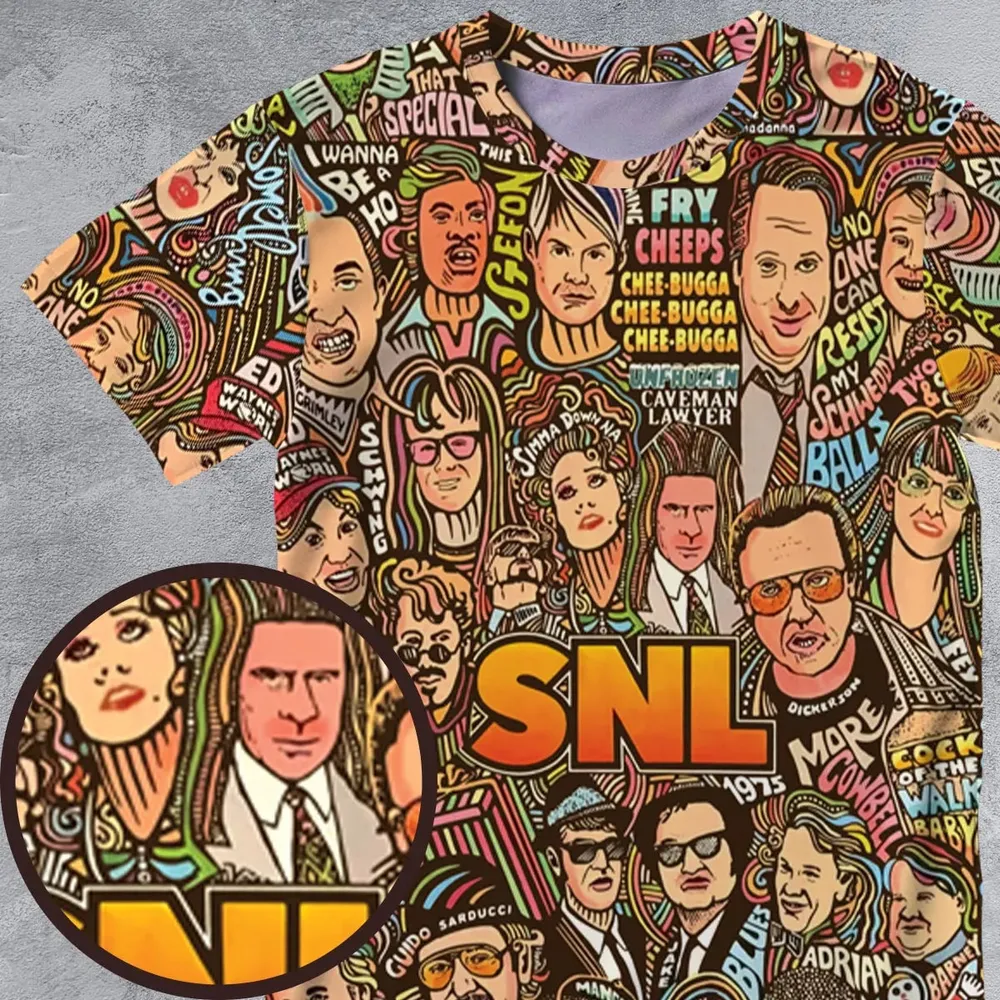 Blues Brothers Waynes World Coneheads SNL Characters All-Over Print Unisex T-Shirt - 4