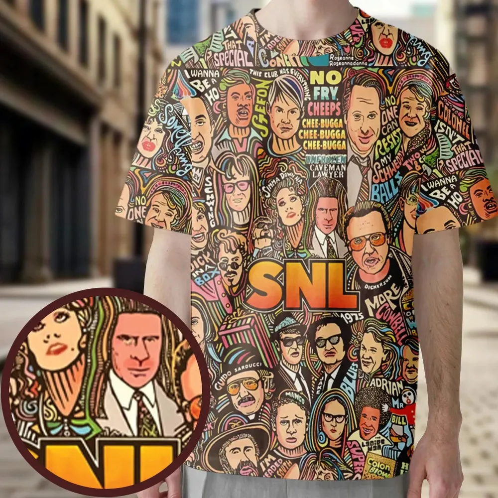Blues Brothers Waynes World Coneheads SNL Characters All-Over Print Unisex T-Shirt - 3