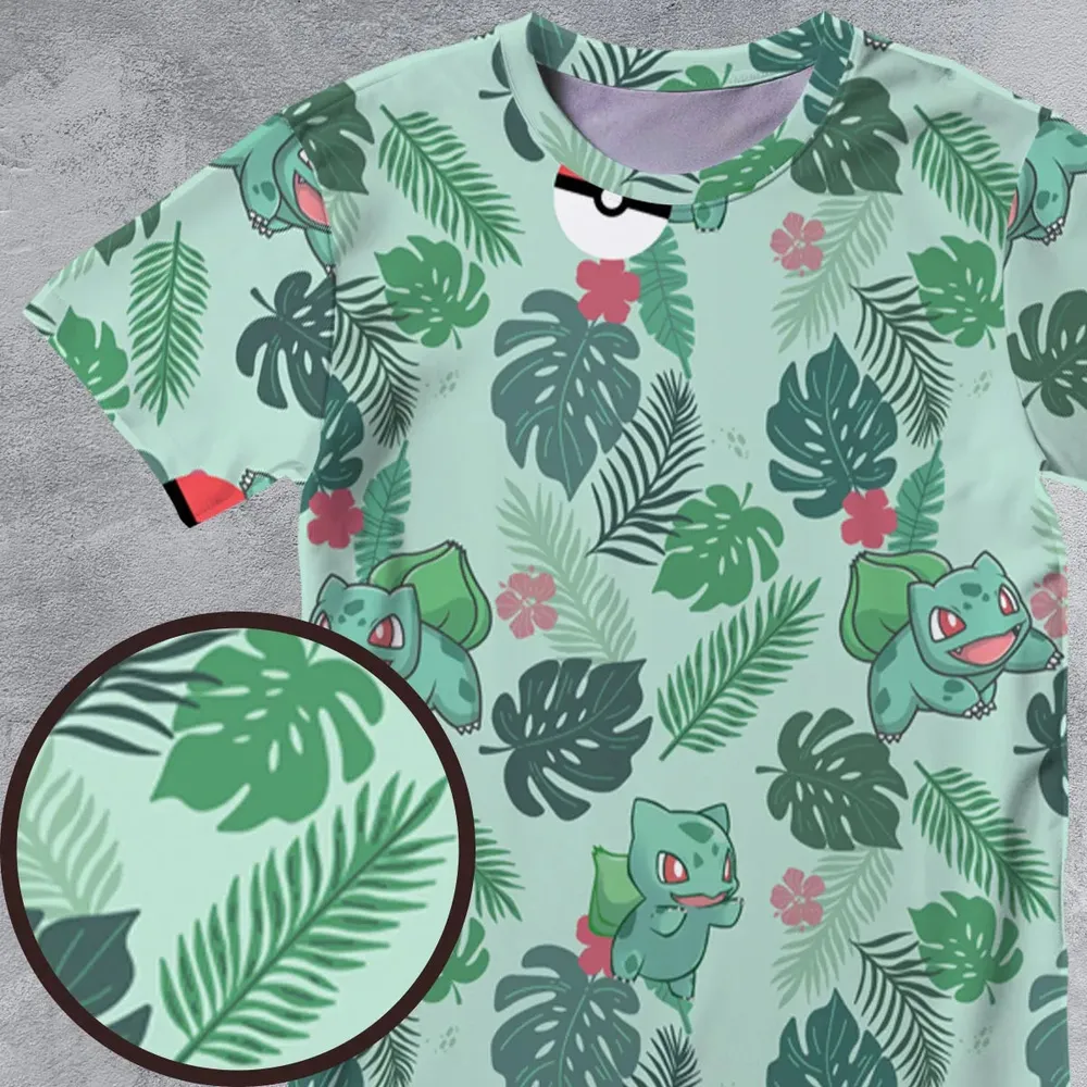 Bulbasaur Pokemon Pattern All-Over Print Unisex T-Shirt - 4