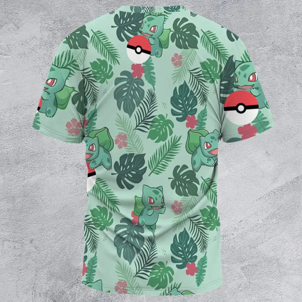 Bulbasaur Pokemon Pattern All-Over Print Unisex T-Shirt - 3