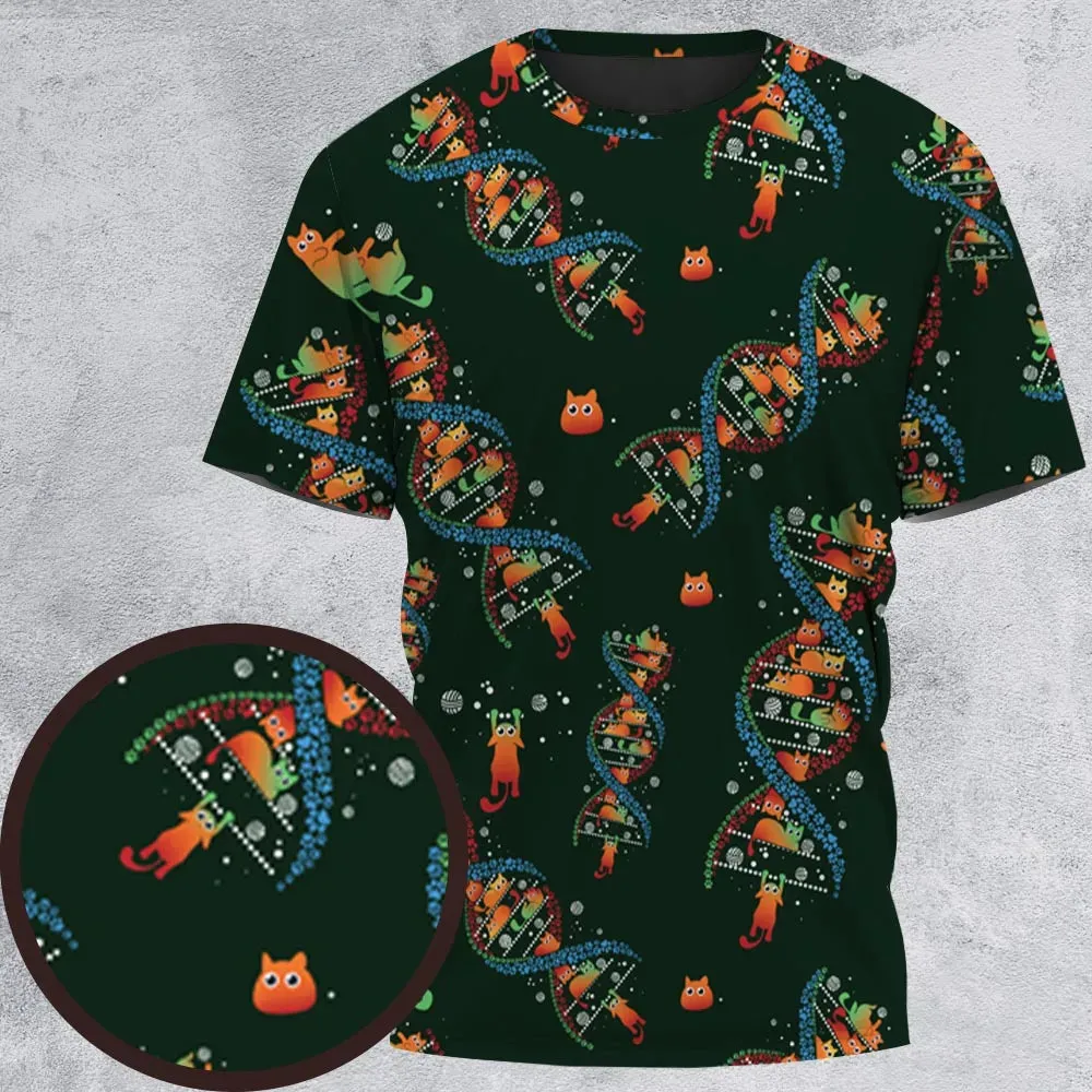 Cat Kitten DNA Pattern All-Over Print Unisex T-Shirt - 2
