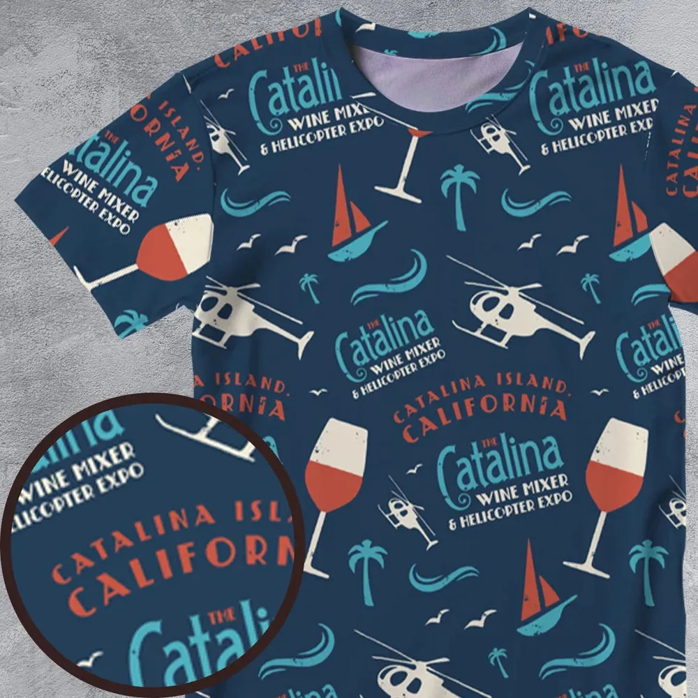 Catalina Wine Mixer Pattern All-Over Print Unisex T-Shirt - 4