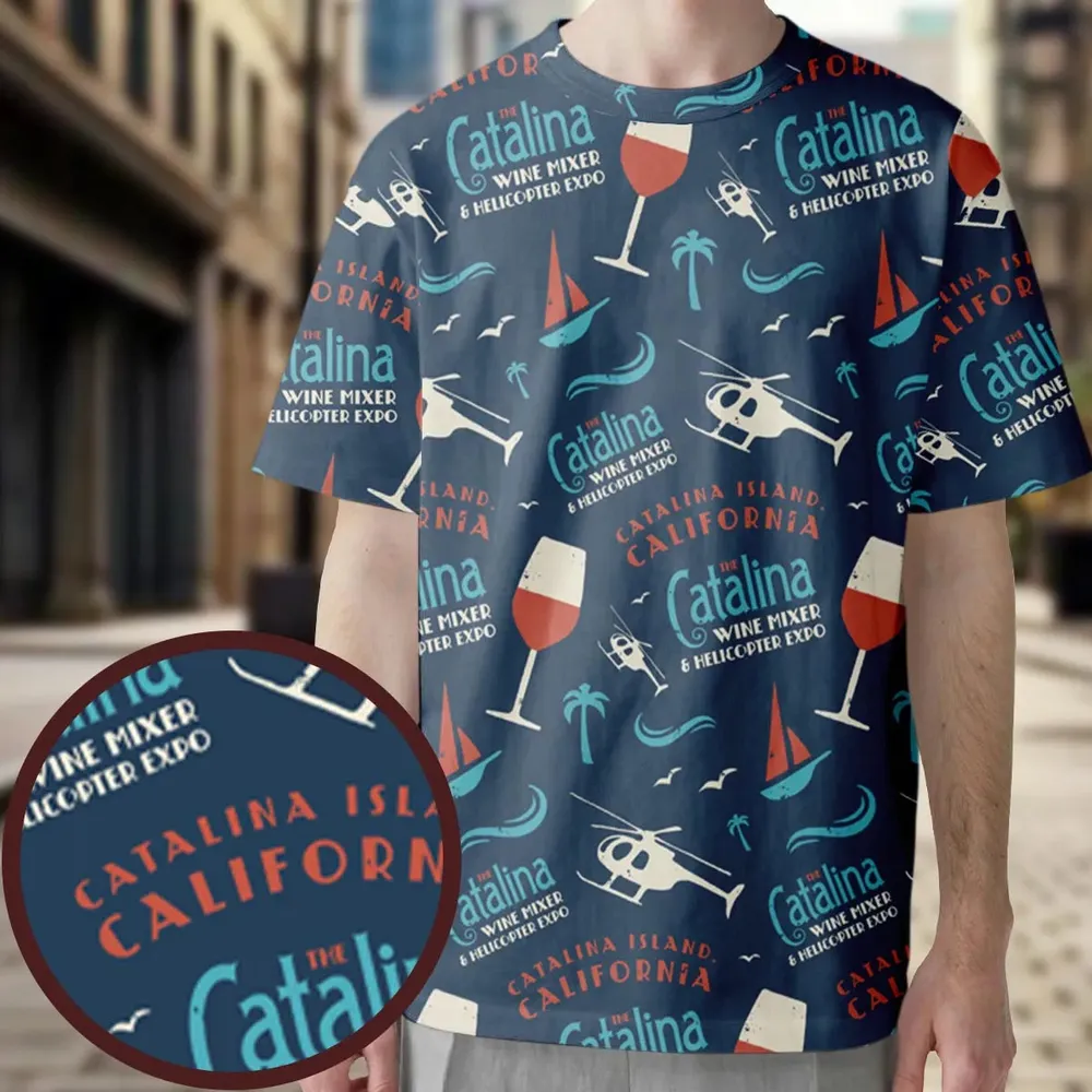 Catalina Wine Mixer Pattern All-Over Print Unisex T-Shirt - 3