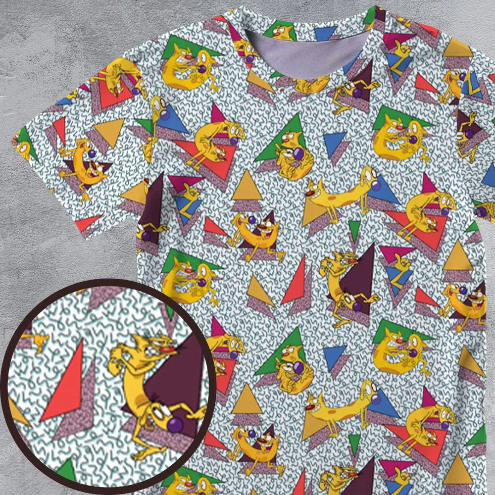 Catdog 90s Cartoon Pattern All-Over Print Unisex T-Shirt - 4