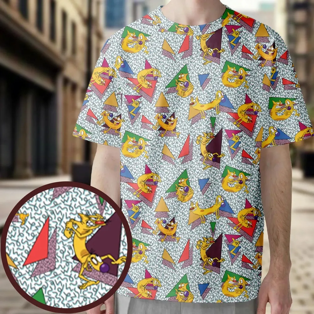 Catdog 90s Cartoon Pattern All-Over Print Unisex T-Shirt - 3
