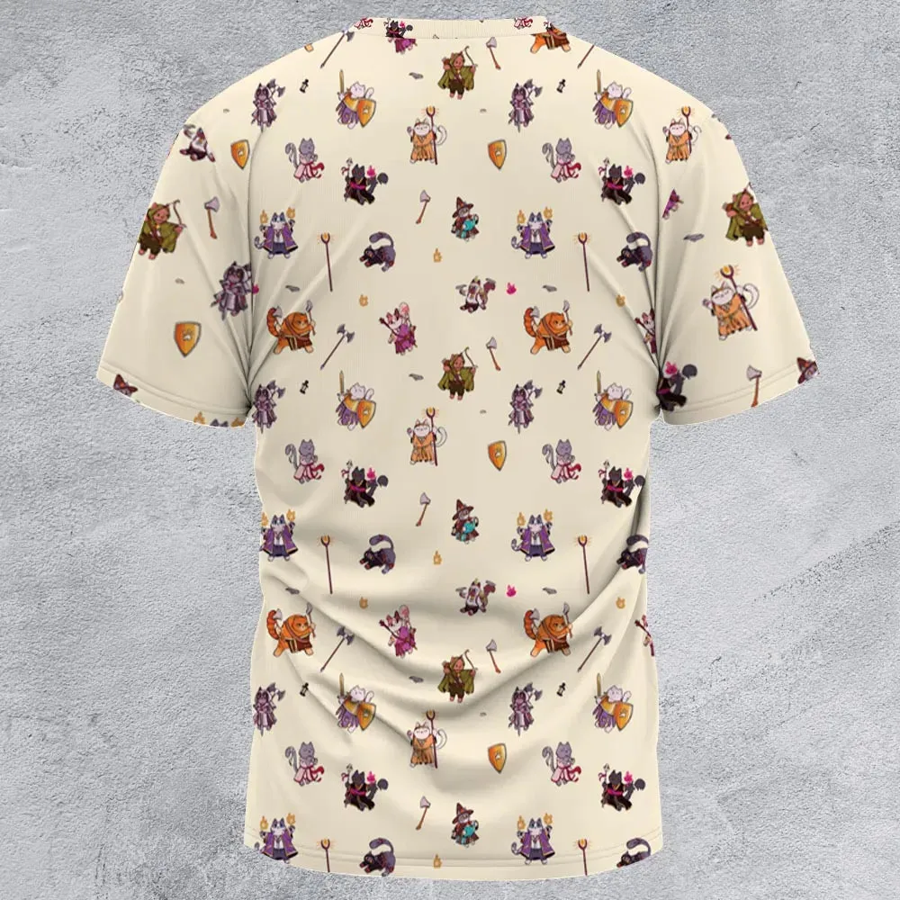 Cats In DnD Pattern All-Over Print Unisex T-Shirt - 2