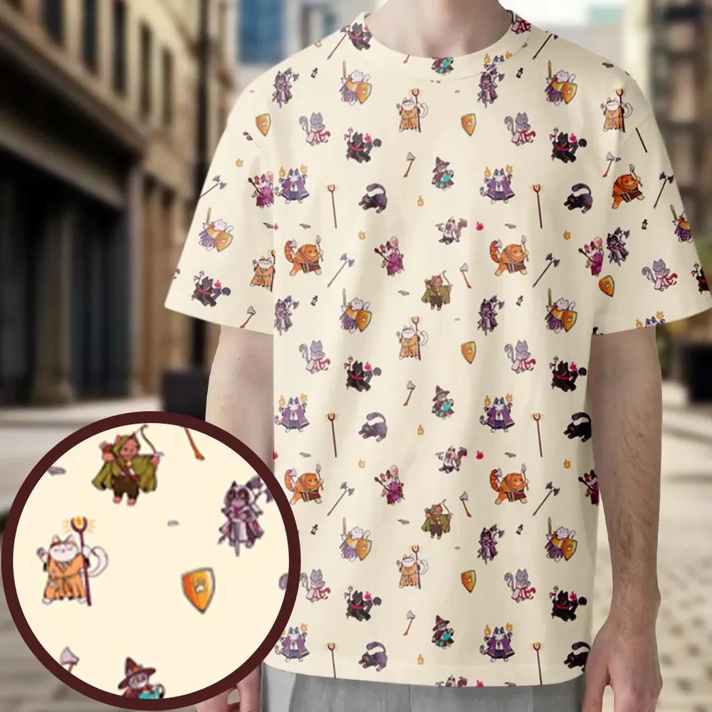 Cats In DnD Pattern All-Over Print Unisex T-Shirt - 3