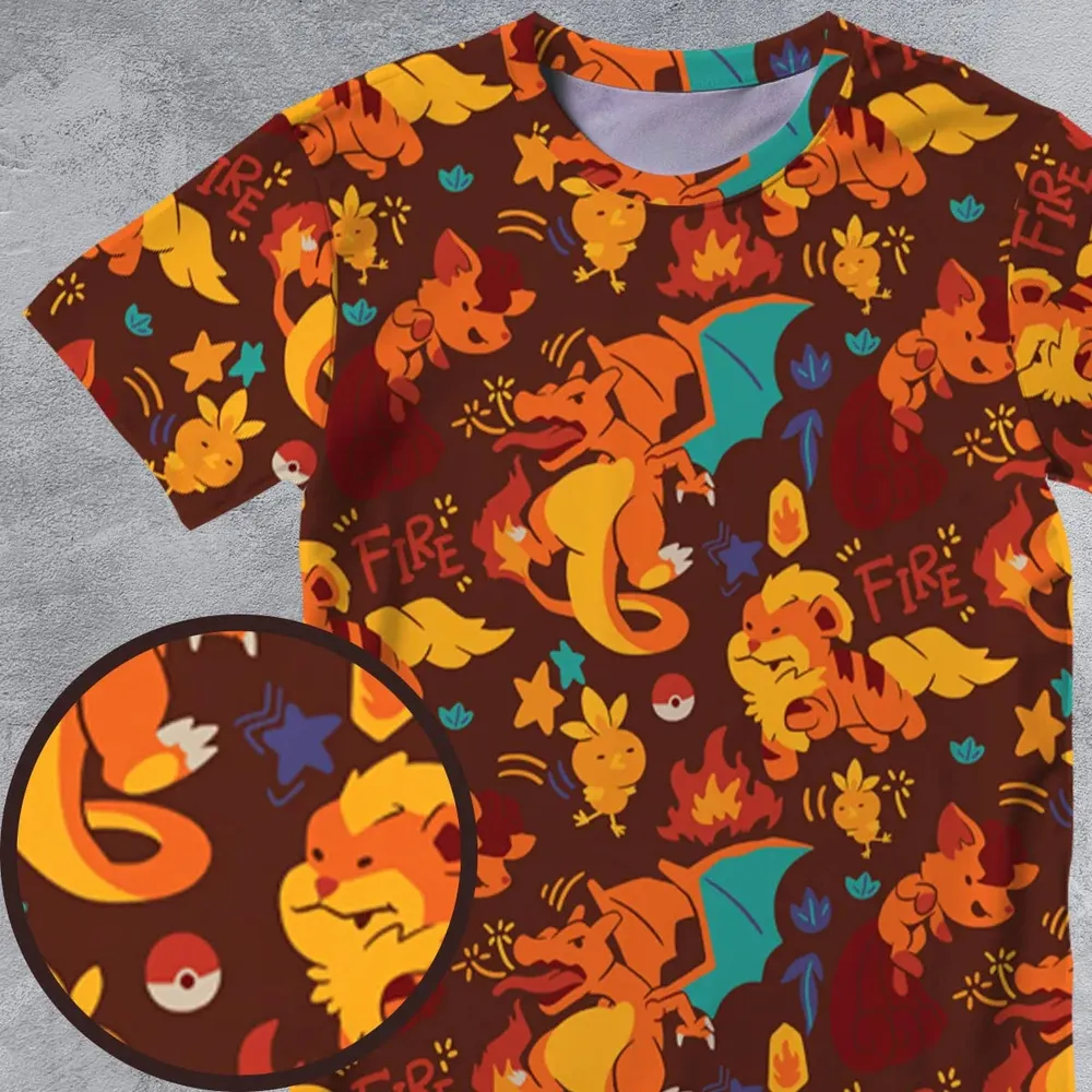 Charizard Arcanine Torchic Fire Pokemon All-Over Print Unisex T-Shirt - 4