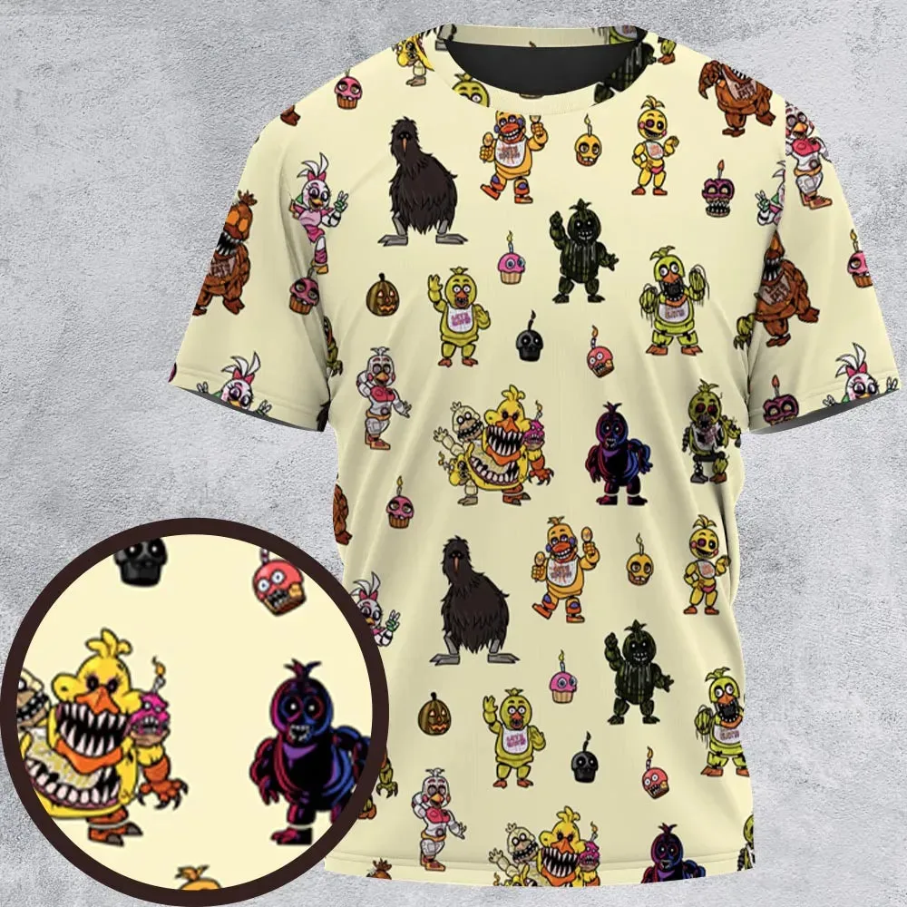 Chica Chicken Five Nights at Freddy's Pattern All-Over Print Unisex T-Shirt - 2