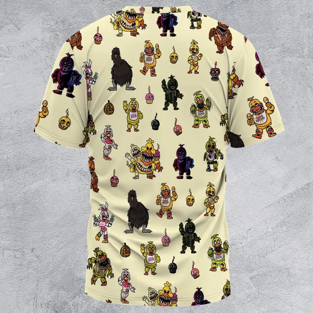Chica Chicken Five Nights at Freddy's Pattern All-Over Print Unisex T-Shirt - 3