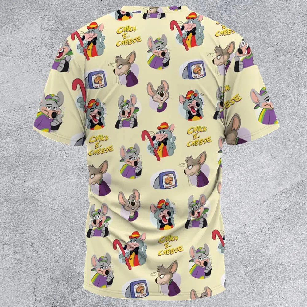 Chuck E. Cheese Pattern All-Over Print Unisex T-Shirt - 3