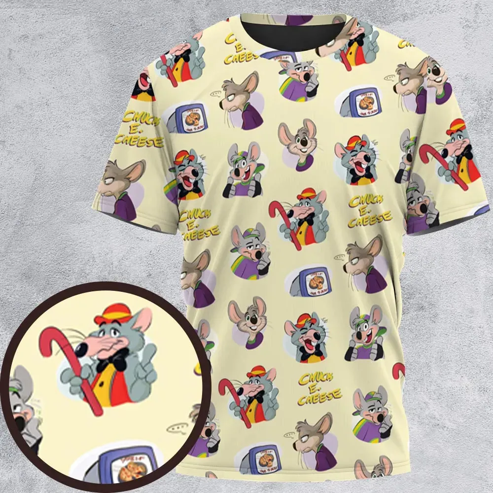 Chuck E. Cheese Pattern All-Over Print Unisex T-Shirt - 2