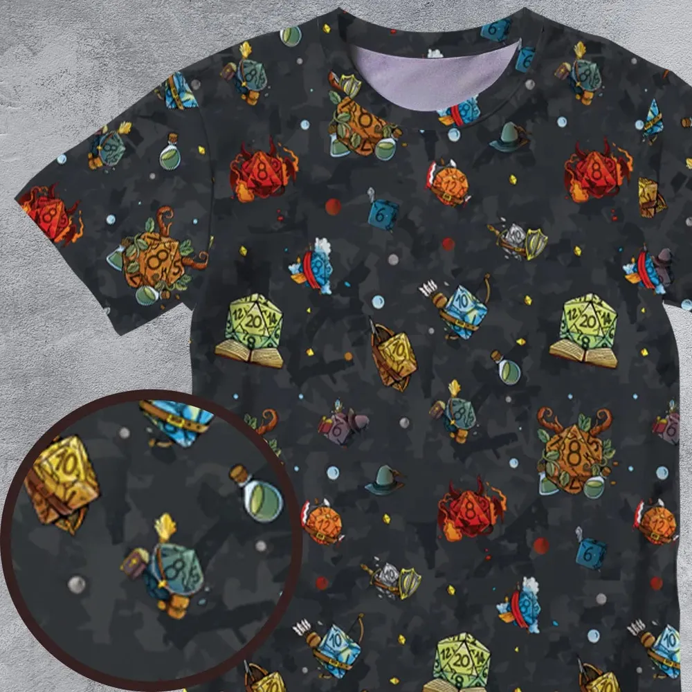 Class Dices DND Pattern All-Over Print Unisex T-Shirt - 4