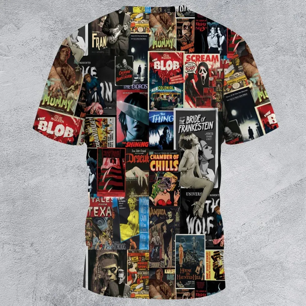 Classic Horror Movie Posters Monster Universal Scream Ghostface The Thing All-Over Print Unisex T-Shirt - 2