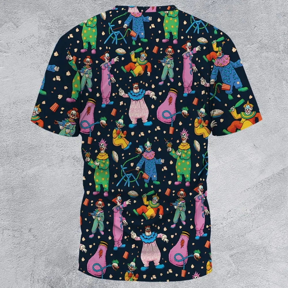 Clowns Popcorn Killer Klowns from Outer Space Pattern All-Over Print Unisex T-Shirt - 2