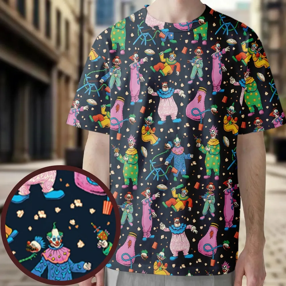 Clowns Popcorn Killer Klowns from Outer Space Pattern All-Over Print Unisex T-Shirt - 3
