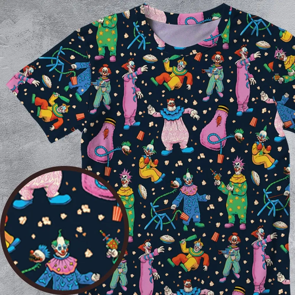 Clowns Popcorn Killer Klowns from Outer Space Pattern All-Over Print Unisex T-Shirt - 4