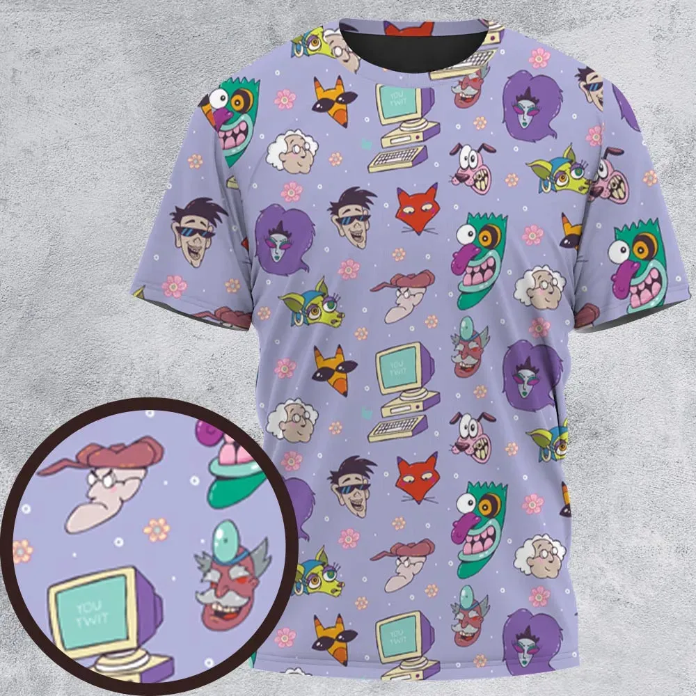 Courage the Cowardly Dog Characters Pattern All-Over Print Unisex T-Shirt - 2