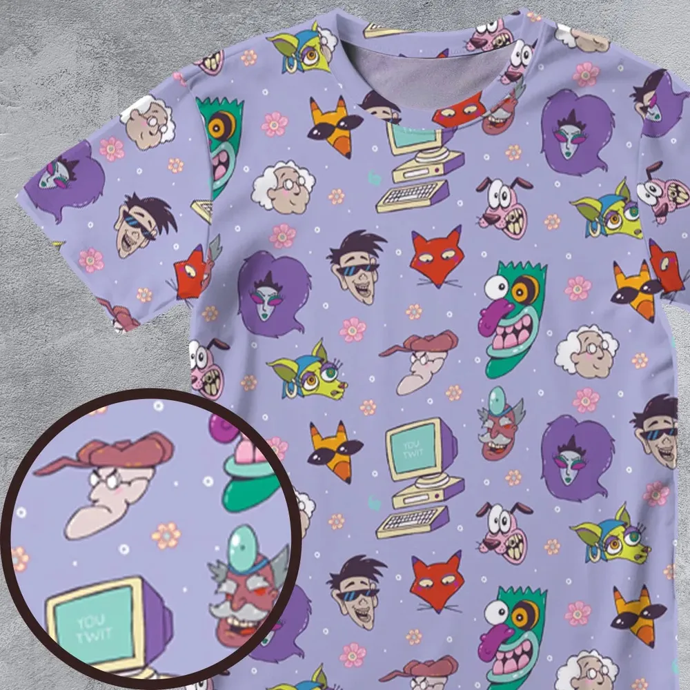 Courage the Cowardly Dog Characters Pattern All-Over Print Unisex T-Shirt - 4