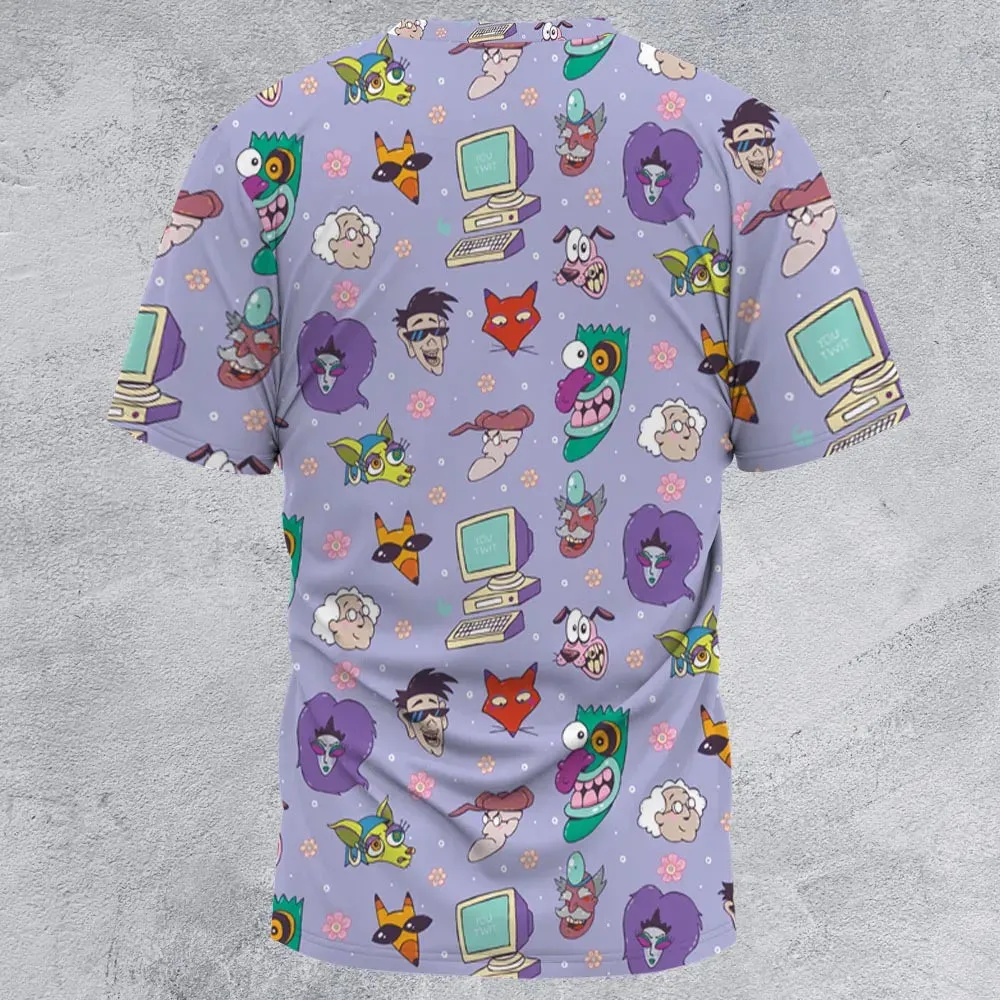 Courage the Cowardly Dog Characters Pattern All-Over Print Unisex T-Shirt - 3
