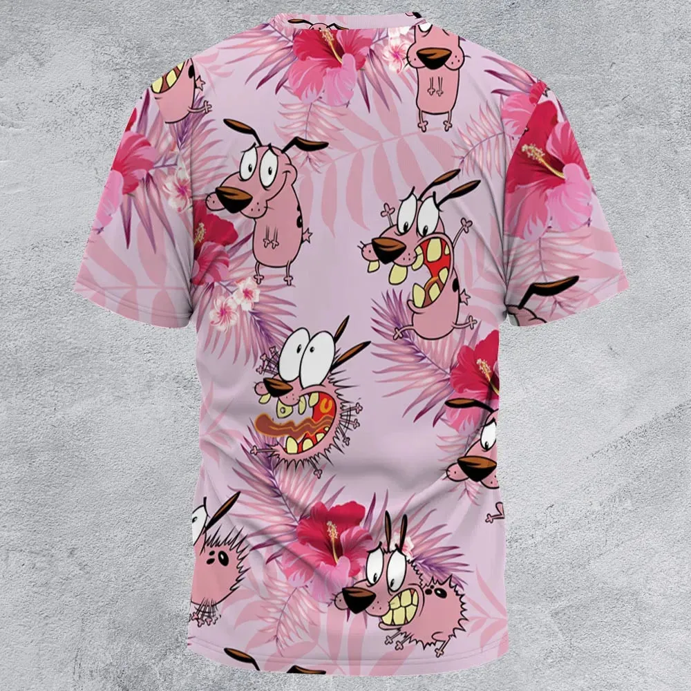 Courage the Cowardly Dog Floral Tropical All-Over Print Unisex T-Shirt - 2