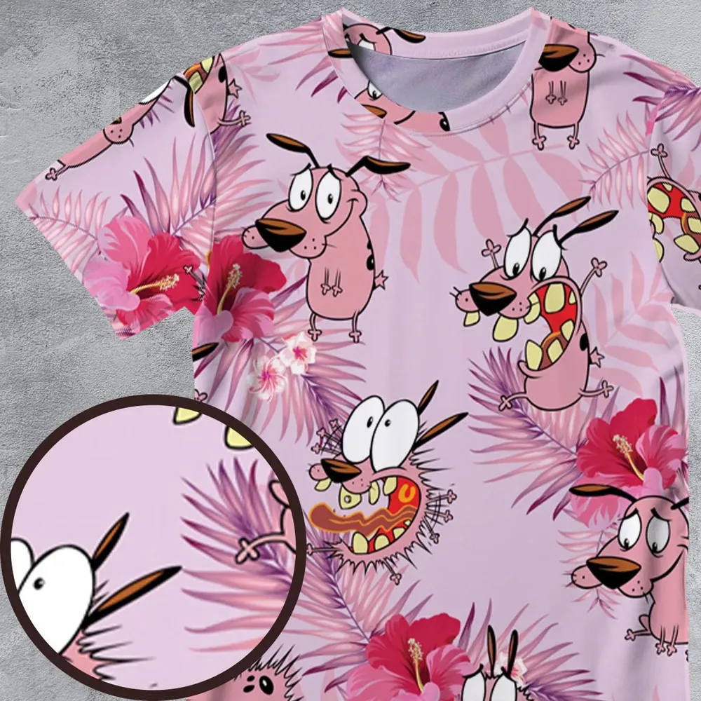 Courage the Cowardly Dog Floral Tropical All-Over Print Unisex T-Shirt - 4