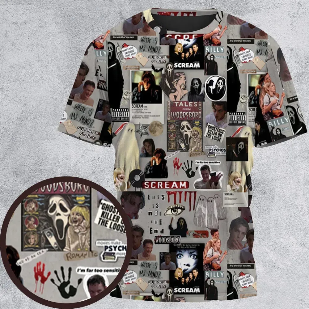 Crime Scene Scream Aesthetic Pattern All-Over Print Unisex T-Shirt - 2