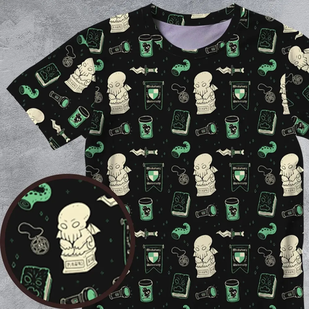 Cthulhu H.P Lovecraft Miskatonic University All-Over Print Unisex T-Shirt - 4