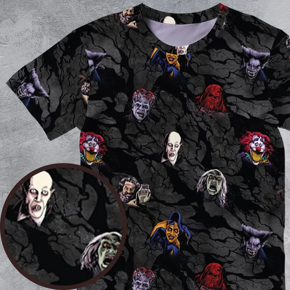 Cult Movie Characters Ghastly Grinner Nosferatu All-Over Print Unisex T-Shirt - 4