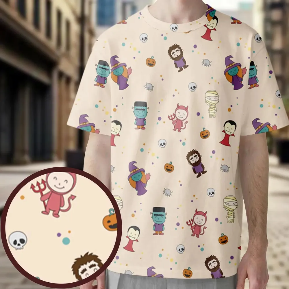 Cute Halloween Characters Pattern All-Over Print Unisex T-Shirt - 3