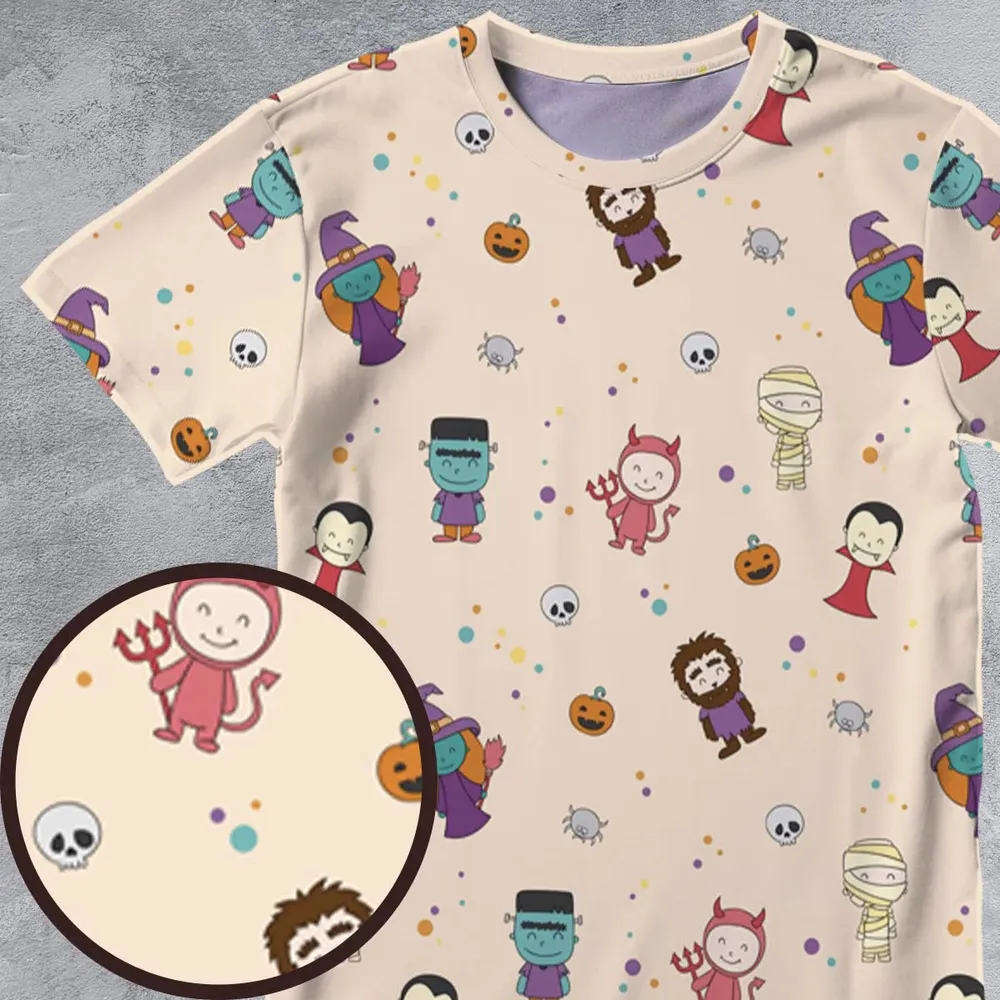 Cute Halloween Characters Pattern All-Over Print Unisex T-Shirt - 4