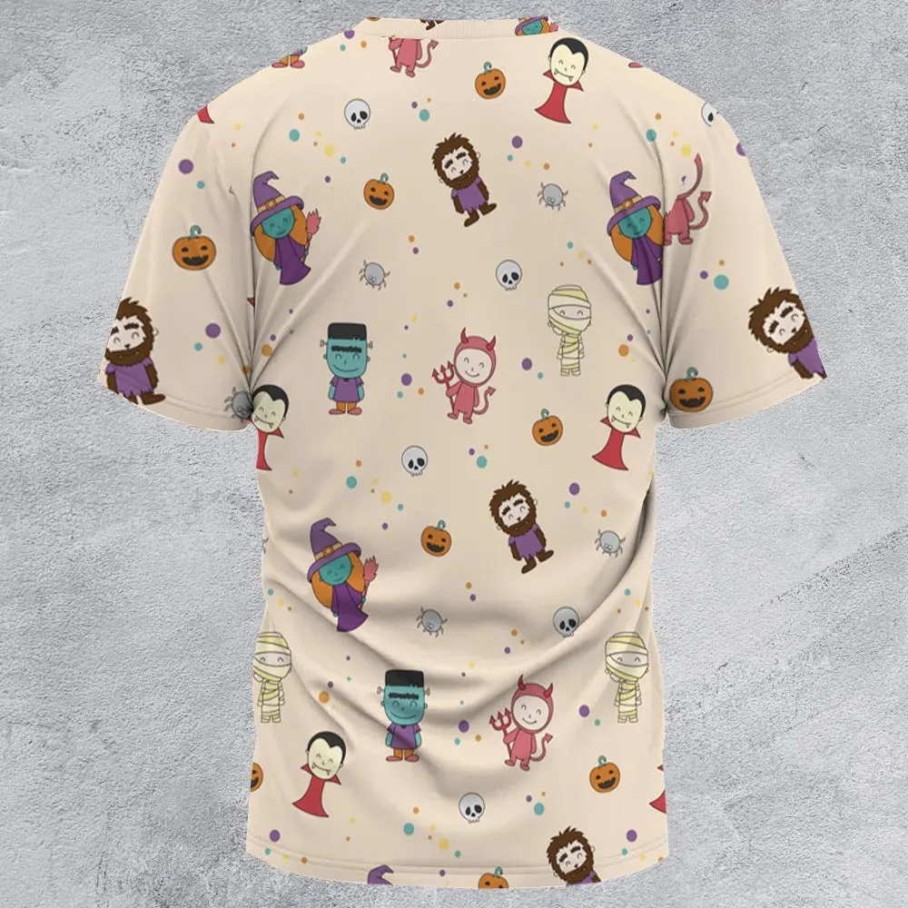 Cute Halloween Characters Pattern All-Over Print Unisex T-Shirt - 2