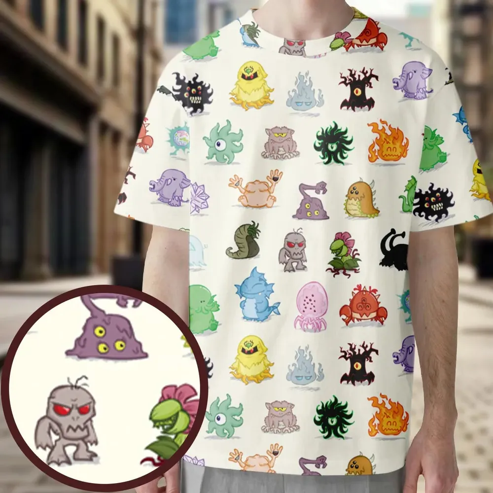 Cute Monsters H. P. Lovecraft All-Over Print Unisex T-Shirt - 3