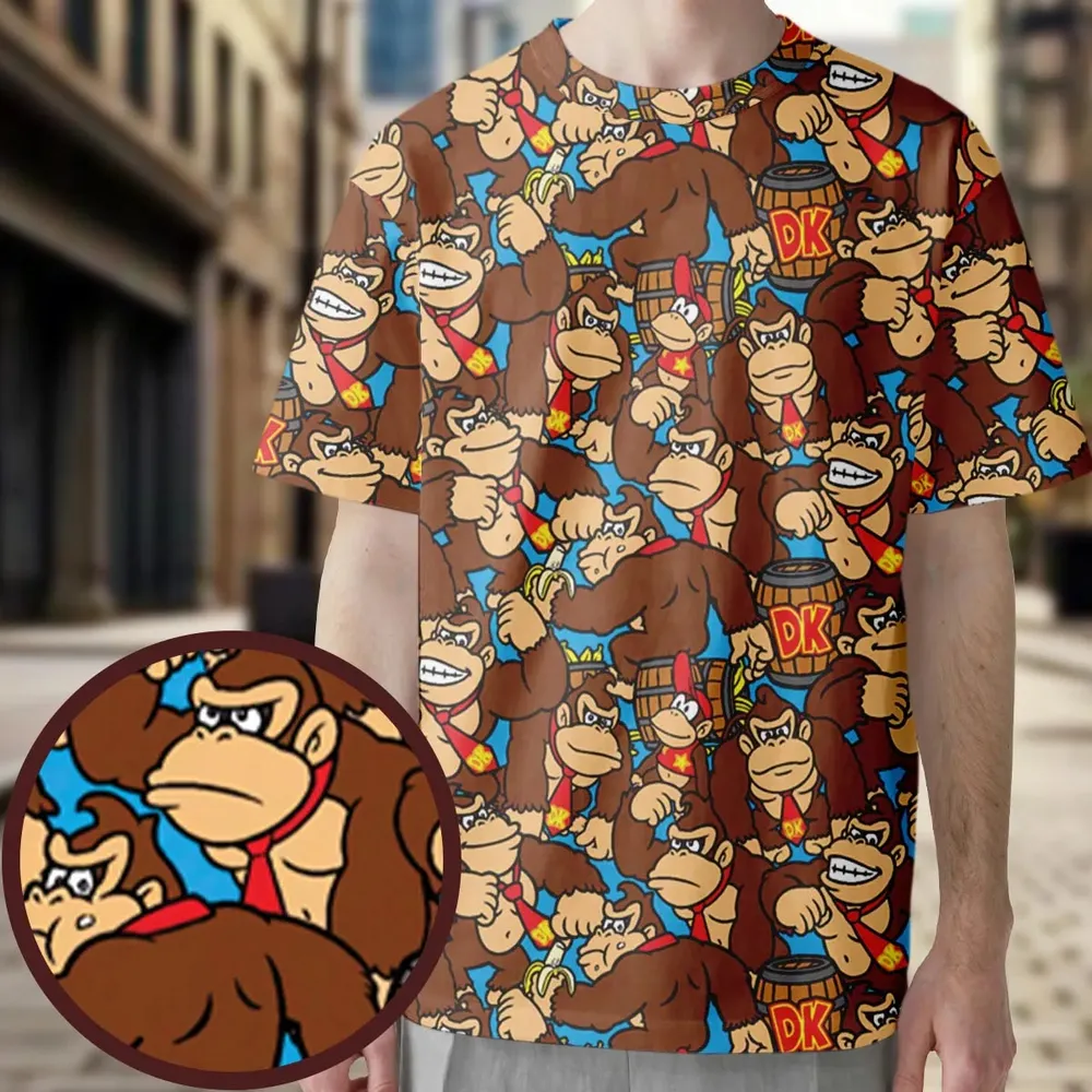 Donkey Kong Pattern All-Over Print Unisex T-Shirt - 4
