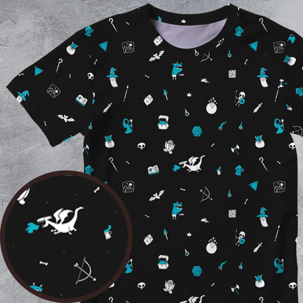 DnD Pattern All-Over Print Unisex T-Shirt - 4