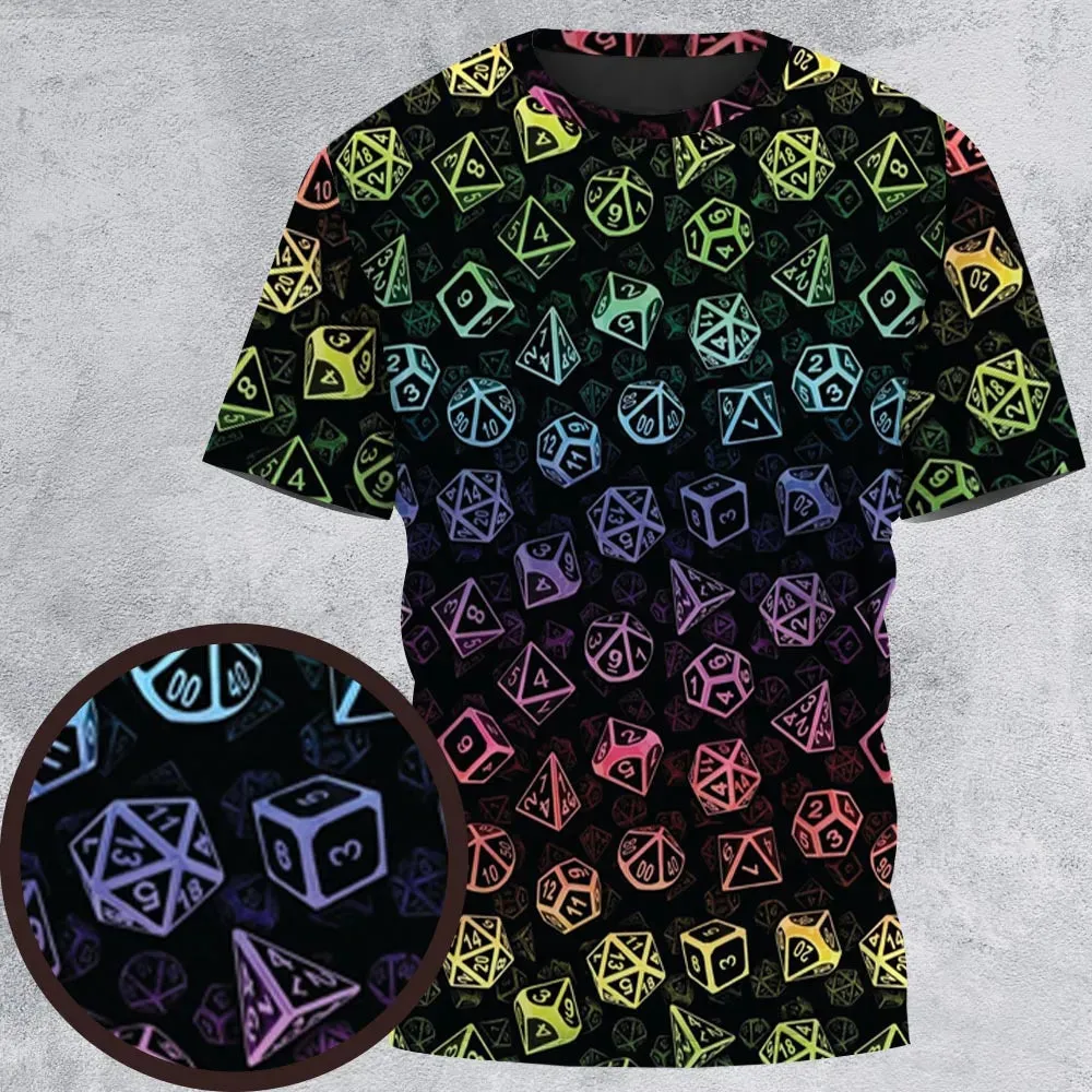 DnD Rainbow Dice Set Pattern All-Over Print Unisex T-Shirt - 2
